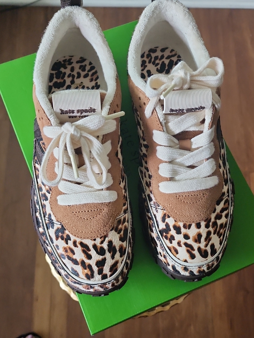 Women's Leopard Print Casual Sneakers - Cream & Brown